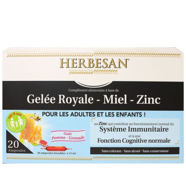 Gelée royale Miel Zinc 20 ampoules