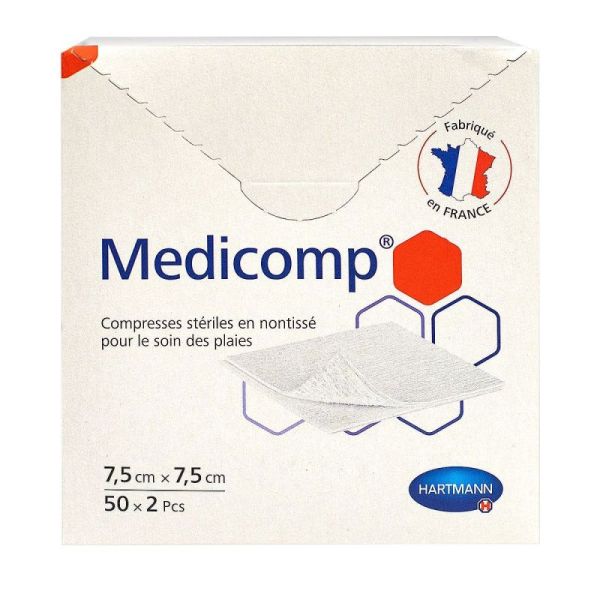 Medicomp 2x50 compresses non tissées 7,5x7,5cm