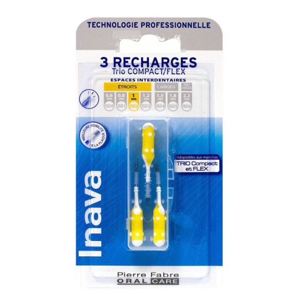 3 brossettes interdentaires recharges 2 Trio Compact/Flex