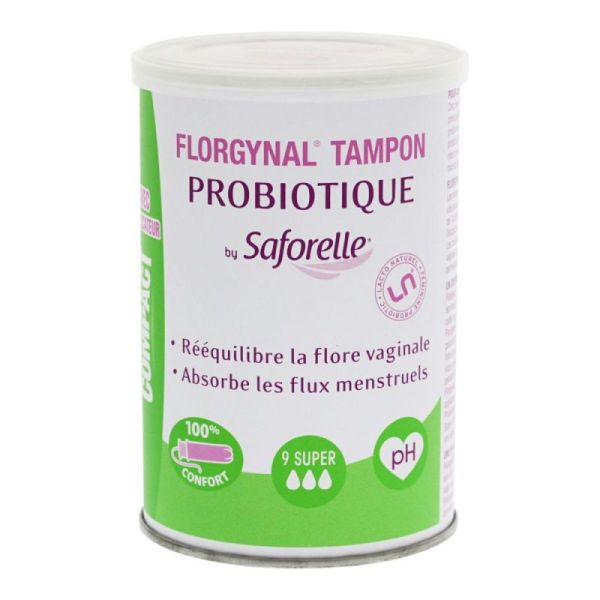 Florgynal 9 tampons avec probiotiques super avec applicateur